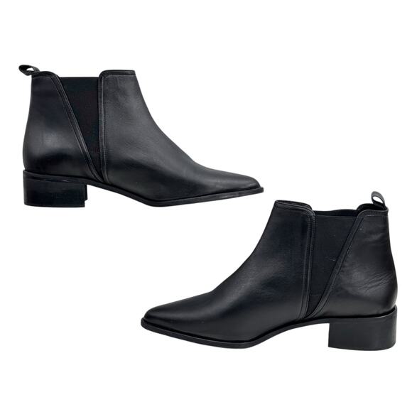 Fabianelli Leather Ankle Black Boots 10 Women's Point Toe Pull On Italy Classic - Picture 7 of 9